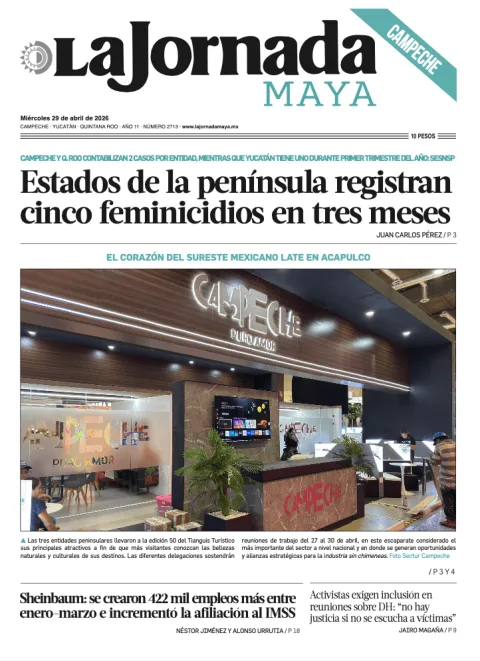 Portada de La Jornada Maya Campeche del miércoles, 29 de abril de 2026