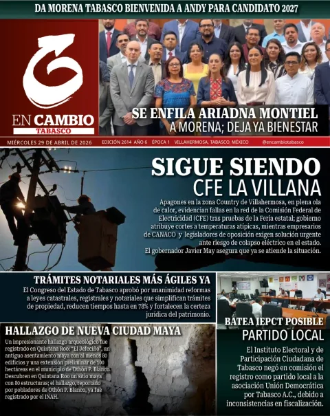 Portada de En Cambio - Tabasco (portada) del miércoles, 29 de abril de 2026
