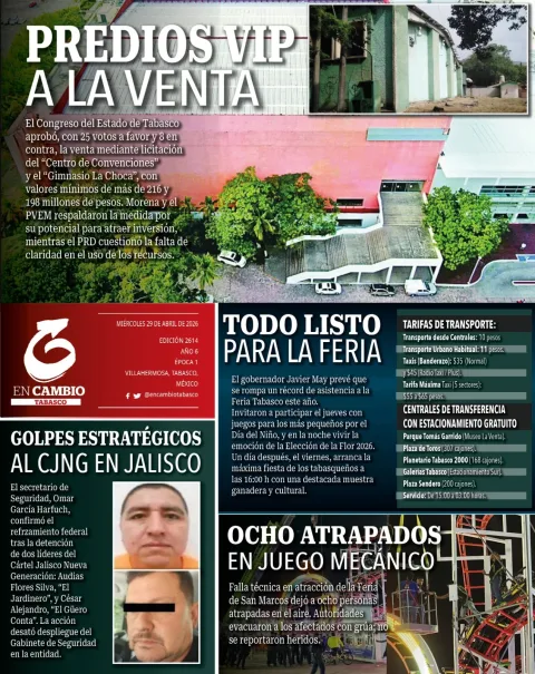 Portada de En Cambio - Tabasco (contraportada) del miércoles, 29 de abril de 2026