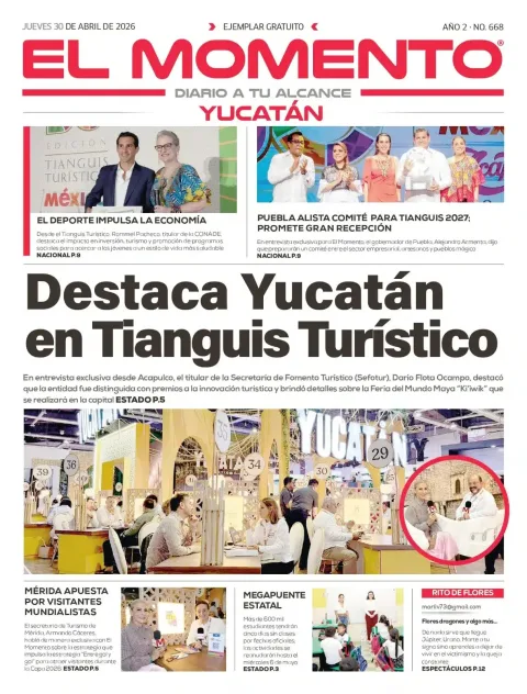 Portada de El Momento Yucatan del jueves, 30 de abril de 2026