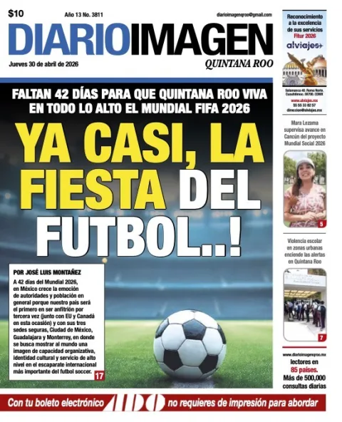 Portada de Diario Imagen Quintana Roo del jueves, 30 de abril de 2026
