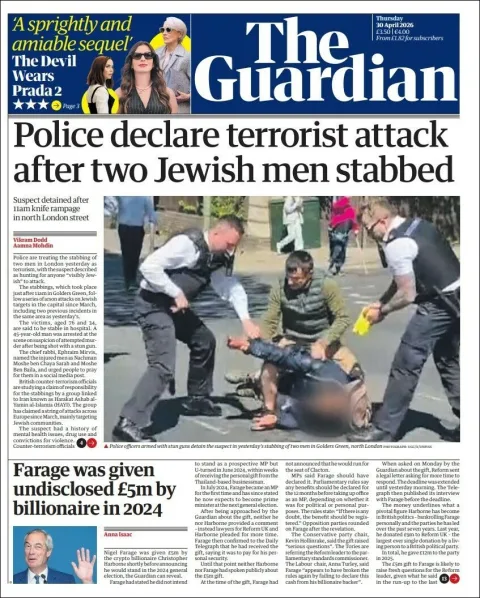Portada de The Guardian (reino Unido) del jueves, 30 de abril de 2026