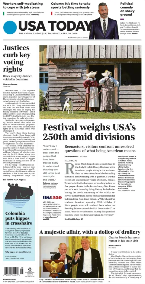 Portada de Usa Today