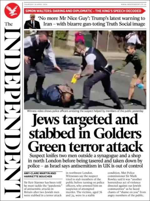 Portada de The Independent del jueves, 30 de abril de 2026