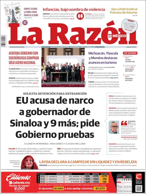 Portada de La Razon del jueves, 30 de abril de 2026