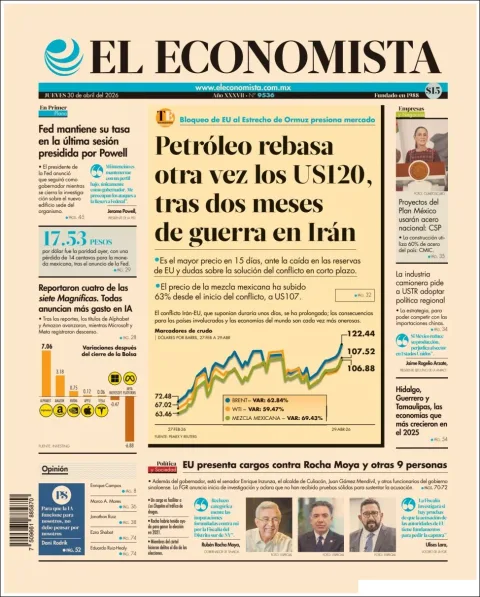 Portada de El Economista del jueves, 30 de abril de 2026