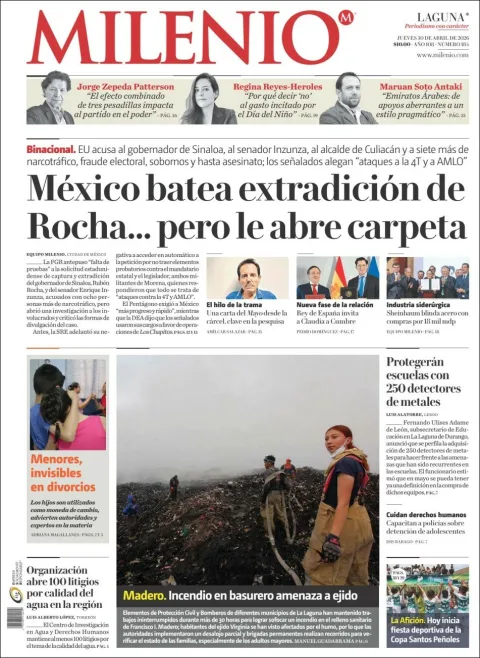 Portada de Milenio Laguna del jueves, 30 de abril de 2026