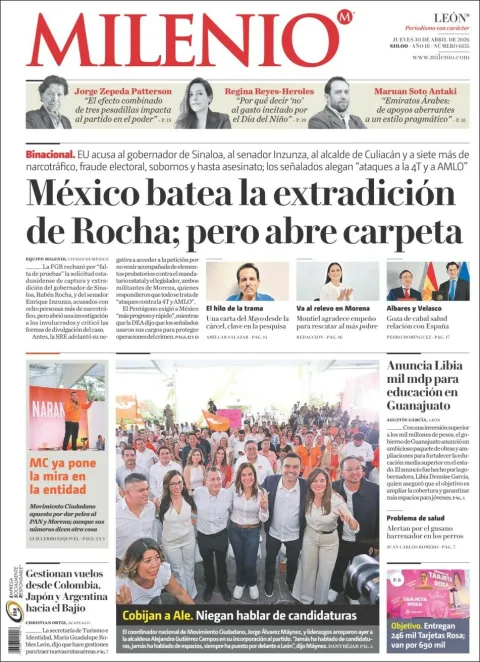 Portada de Milenio Leon del jueves, 30 de abril de 2026
