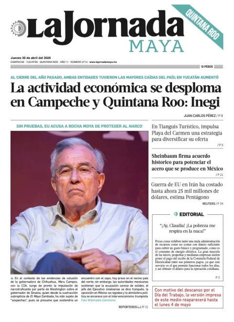 Portada de La Jornada Maya Quintana Roo del jueves, 30 de abril de 2026