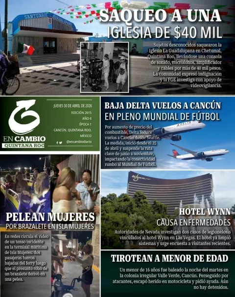 Portada de En Cambio - Quintana Roo (contraportada) del jueves, 30 de abril de 2026