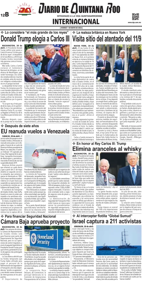 Portada de Diario de Quintana Roo (contra Portada) del 2026-05-01
