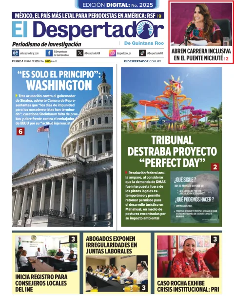Portada de El Despertador de Quintana Roo del viernes, 1 de mayo de 2026