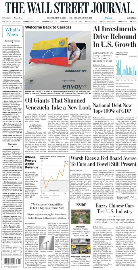 Portada de The Wall Street Journal