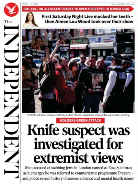 Portada de The Independent del viernes, 1 de mayo de 2026