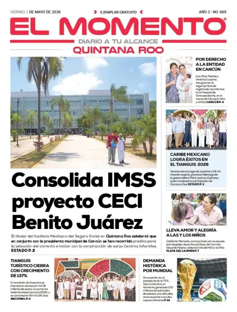 Portada de El Momento Quintana Roo del viernes, 1 de mayo de 2026