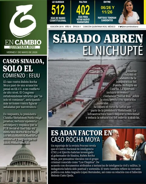 Portada de En Cambio - Quintana Roo (portada) del viernes, 1 de mayo de 2026