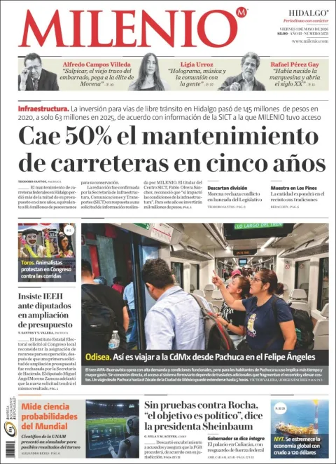 Portada de Milenio Hidalgo del viernes, 1 de mayo de 2026