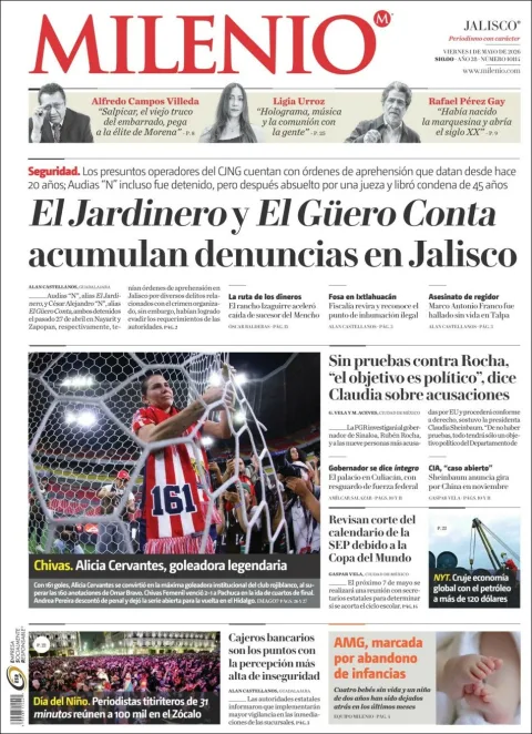 Portada de Milenio Jalisco del viernes, 1 de mayo de 2026