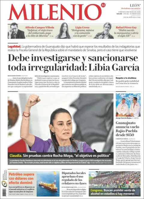Portada de Milenio Leon del viernes, 1 de mayo de 2026