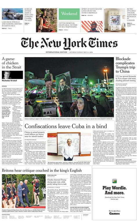 Portada de The New York Times (international)