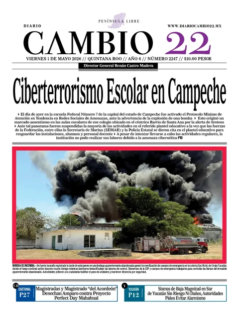 Portada de Diario Cambio 22 (contraportada) del viernes, 1 de mayo de 2026