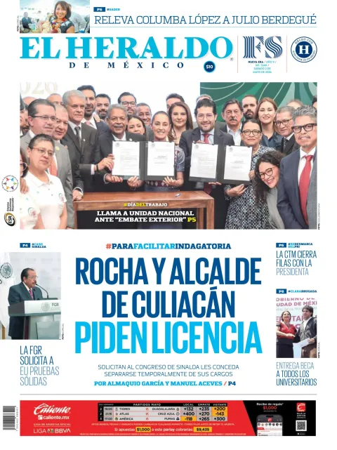 Portada de El Heraldo de Mexico
