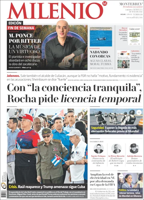 Portada de Milenio del sábado, 2 de mayo de 2026
