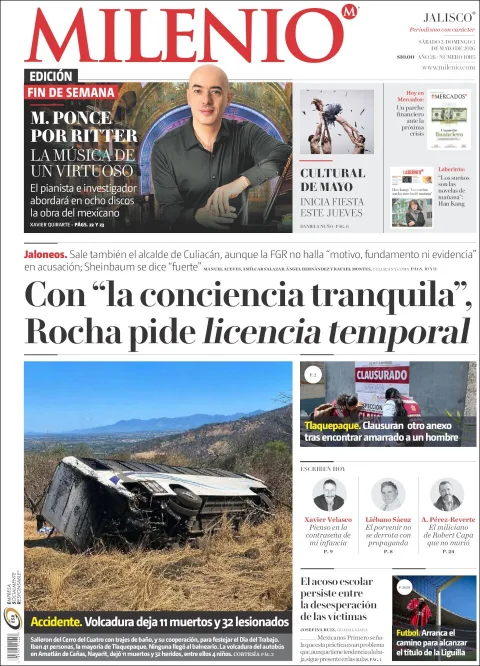 Portada de Milenio Jalisco del sábado, 2 de mayo de 2026