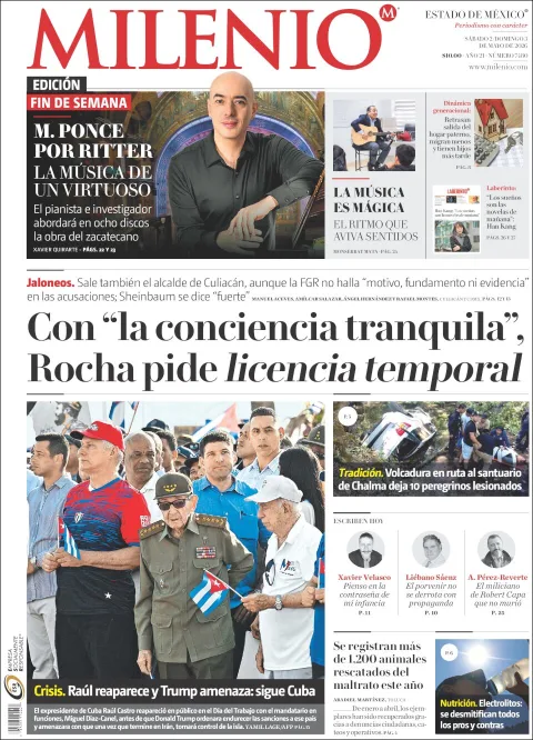 Portada de Milenio Edo de Mexico del sábado, 2 de mayo de 2026