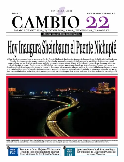 Portada de Diario Cambio 22 (contraportada) del sábado, 2 de mayo de 2026