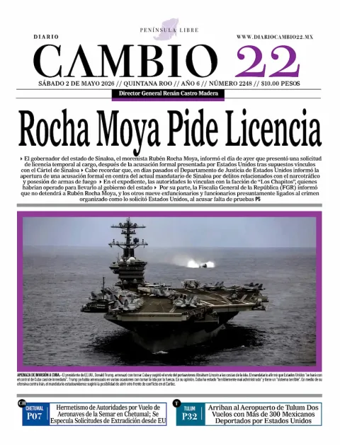 Portada de Diario Cambio 22 (portada) del sábado, 2 de mayo de 2026