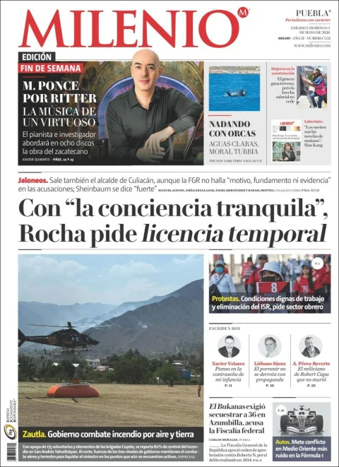 Portada de Milenio Puebla del sábado, 2 de mayo de 2026