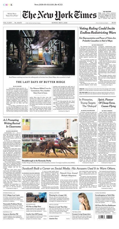 Portada de The New York Times (new York)