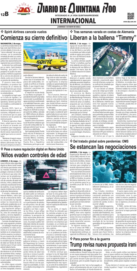 Portada de Diario de Quintana Roo (contra Portada) del 2026-05-03
