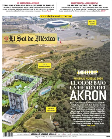 Portada de El Sol de Mexico del domingo, 3 de mayo de 2026