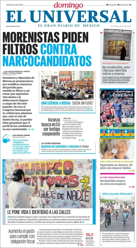 Portada de El Universal