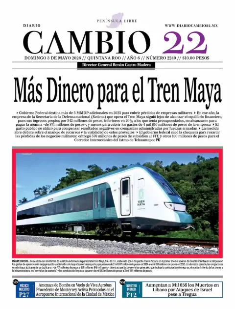 Portada de Diario Cambio 22 (contraportada)