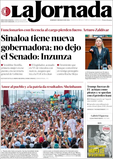 Portada de La Jornada