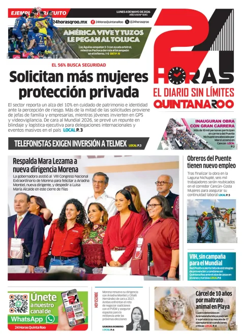 Portada de 24 Horas Quintana Roo
