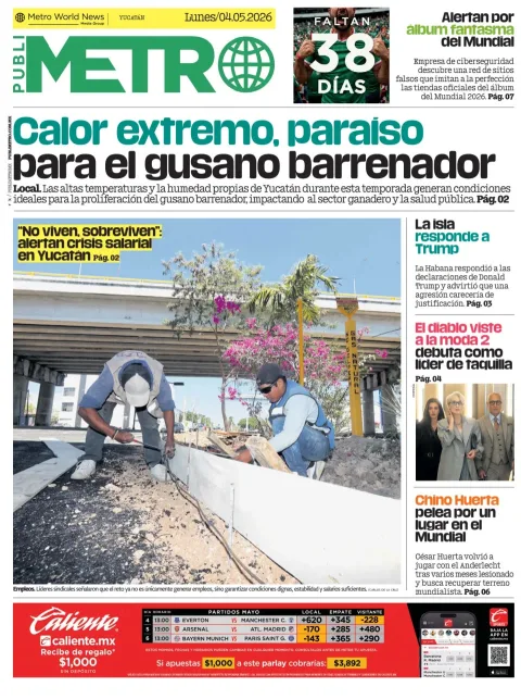 Portada de Publimetro Merida del lunes, 4 de mayo de 2026