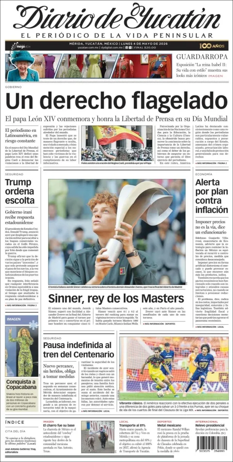 Portada de Diario de Yucatán del lunes, 4 de mayo de 2026