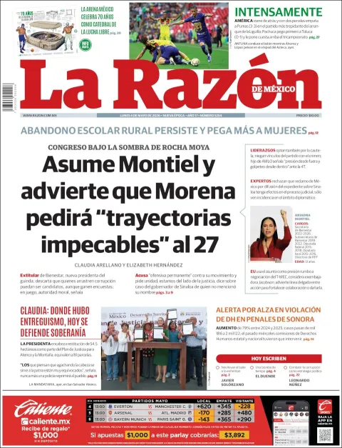 Portada de La Razon del lunes, 4 de mayo de 2026