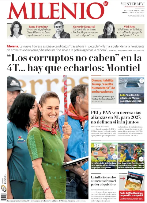 Portada de Milenio del lunes, 4 de mayo de 2026