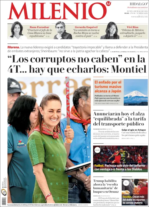 Portada de Milenio Hidalgo del lunes, 4 de mayo de 2026