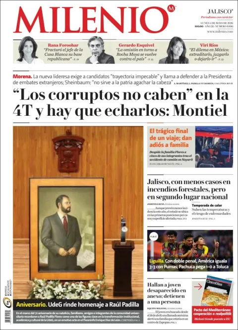 Portada de Milenio Jalisco del lunes, 4 de mayo de 2026