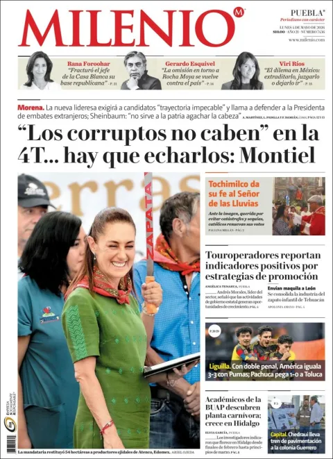 Portada de Milenio Puebla del lunes, 4 de mayo de 2026