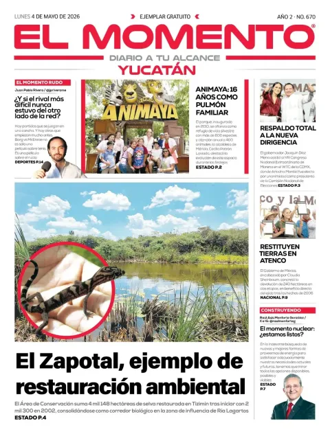 Portada de El Momento Yucatan del lunes, 4 de mayo de 2026