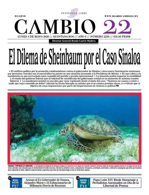 Portada de Diario Cambio 22 (contraportada) del lunes, 4 de mayo de 2026