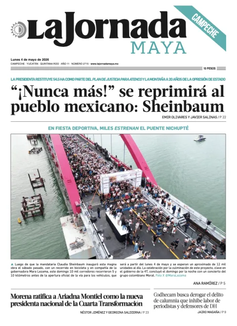 Portada de La Jornada Maya Campeche del lunes, 4 de mayo de 2026
