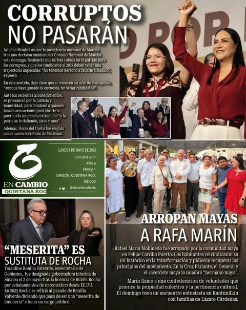 Portada de En Cambio - Quintana Roo (contraportada) del lunes, 4 de mayo de 2026